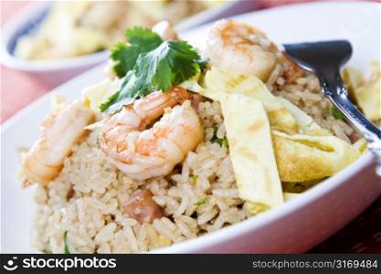 A plate of delicious shrimp fried rice