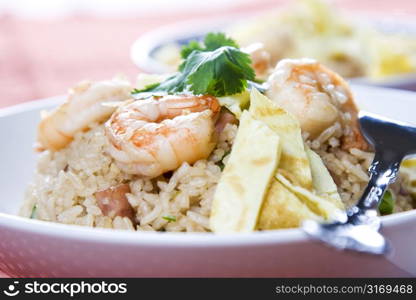 A plate of delicious thai shrimp fried rice