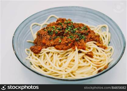 A plate of spaghetti with bolognese sauce ideal for a children s menu