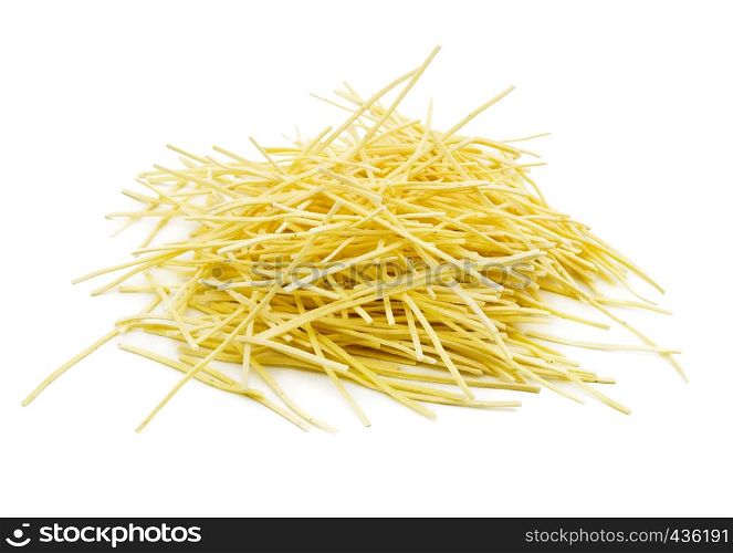 A portion of pasta noodles isolated on white