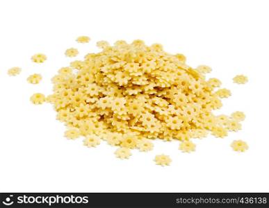 A portion of stars shaped pasta isolated on white