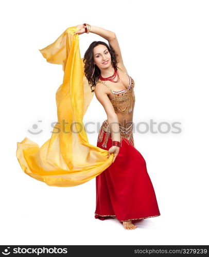 A portrait of a beautiful belly dancer