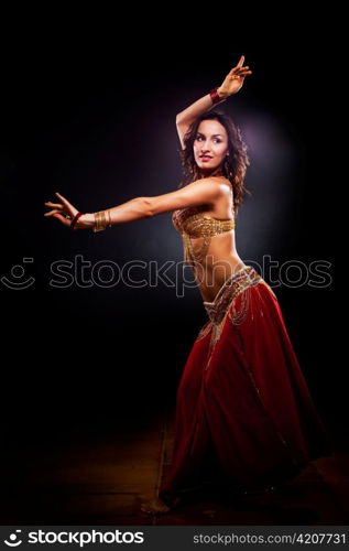 A portrait of a beautiful belly dancer