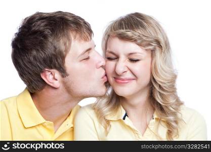 A portrait of a beautiful caucasian couple in love