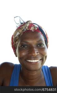 a portrait of a black woman smiling
