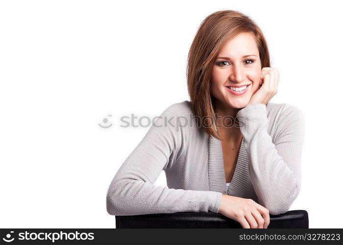 A portrait of a happy beautiful woman