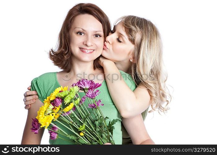 A portrait of a happy mother and daughter celebrating mother&acute;s day