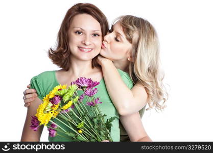 A portrait of a happy mother and daughter celebrating mother&acute;s day