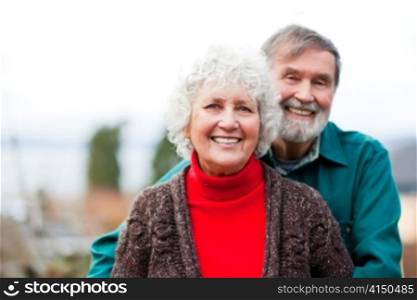 A portrait of a happy senior couple