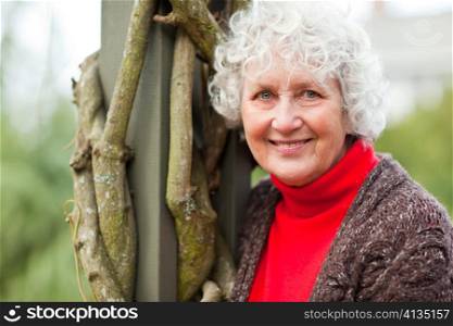 A portrait of a happy senior woman outdoor