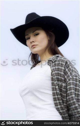 A portrait of a young beautiful woman outdoor