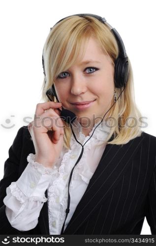 A portrait of a young woman with headphones