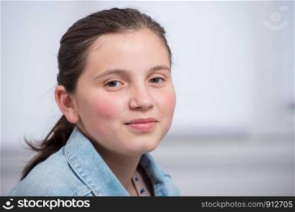 a portrait of pretty young teenager girl