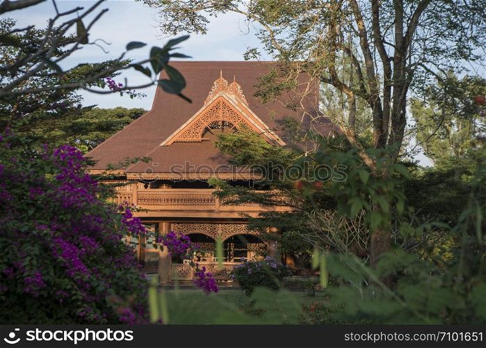 a privat traditional Teak wood House and residence in the old Town the city centre of Phrae in the north of Thailand. Thailand, Phrae November, 2018.. THAILAND PHRAE WOOD HOUSE TEAK