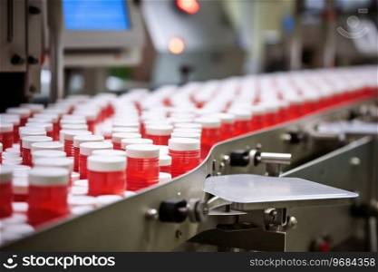 A production line for medications in a large factory