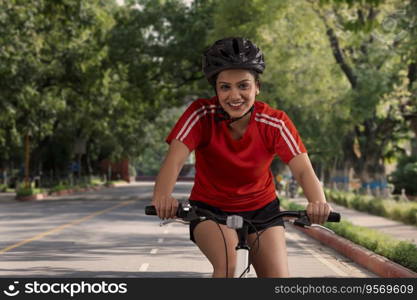 A PROFESSIONAL CYCLIST HAPPILY CYCLING