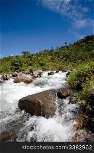 A rapid flowing stream in tropical mountains