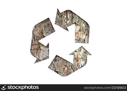 A recycle logo with a tree