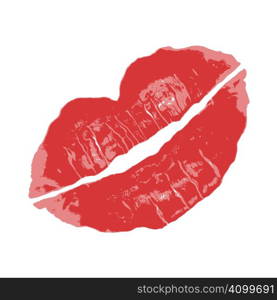 A red lipstick smudge isolated over white.