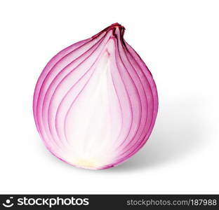 A red onion, sliced in half, isolated on white backgroundwith clipping path