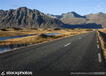 A remote country road near Hofn in southern Iceland.