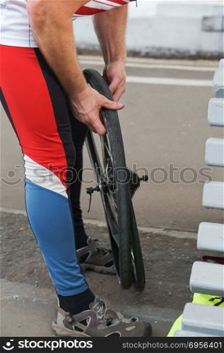 a replacement Bicycle inner tube, repair of a Bicycle wheel. repair of a Bicycle wheel, a replacement Bicycle inner tube. repair of a Bicycle wheel, a replacement Bicycle inner tube