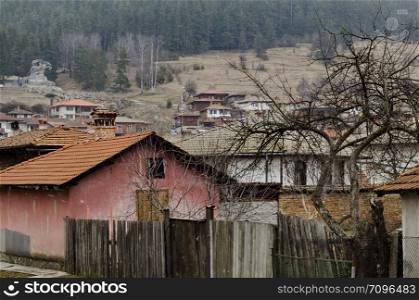 A residential district of authentic old and new bulgarian houses in town Koprivshtitsa, Bulgaria, Europe