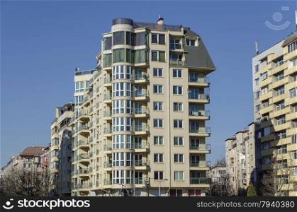 A residential district of contemporary bulgarian houses in city Sofia, Bulgaria