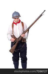 a retro french patriot on the white background