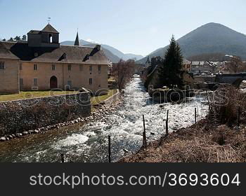 A river going through a town