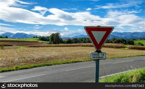 a road sign in the french countryside