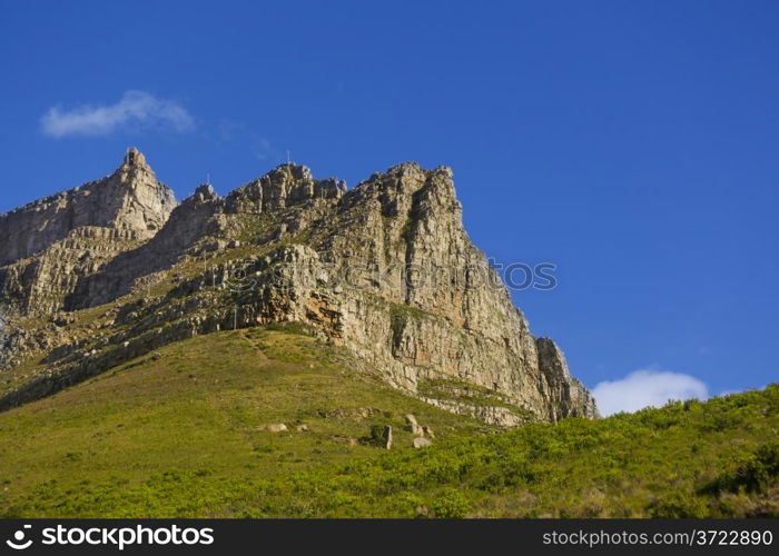 A rocky and steep mountain in Cape Town, South Africa