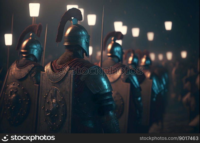 A Roman legion was a large military unit of the Roman army preparing for battle at night. Neural network AI generated art. A Roman legion was a large military unit of the Roman army preparing for battle at night. Neural network generated art