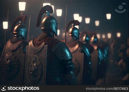 A Roman legion was a large military unit of the Roman army preparing for battle at night. Neural network AI generated art. A Roman legion was a large military unit of the Roman army preparing for battle at night. Neural network generated art