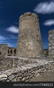 A round tower in the territory of the upper castle - the largest castle in Slovakia - Spis Castle.