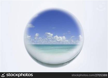 a round view of a beach