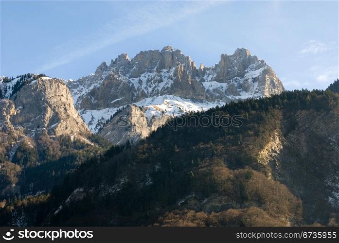 A rugged mountain range near Chamonix, France