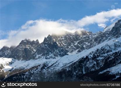 A rugged mountain range near Chamonix, France