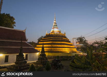 a ruin of the Wat Ratcha Burana Temple in the city of Phitsanulok in the north of Thailand. Thailand, Phitsanulok, November, 2018.. THAILAND PHITSANULOK WAT RACHA BURANA TEMPLE