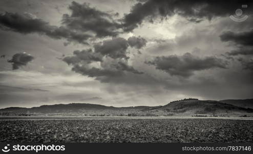 A rural landscape with stormy clouds near the town of Legetafo just outside Addis