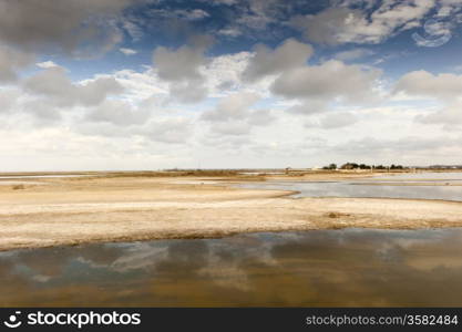 a saltwater lagoon at sunset in Ecuador