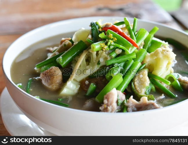 A savoury thick soup made from spices and vegetables