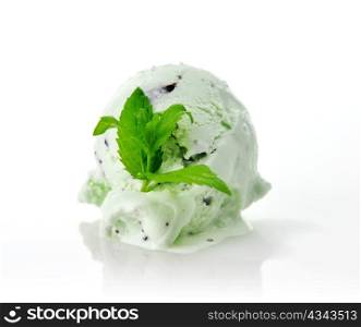 a Scoop of pistachio or mint ice cream with chocolate chips
