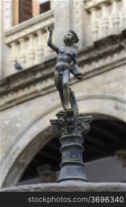 A sculpture in one of the four courtyards of Reyes Catolicos hostel in Santiago de Compostela