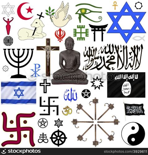 A selection of Religious Symbols for cut out - isolated on white.