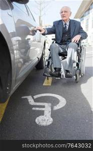 a senior man in wheelchair