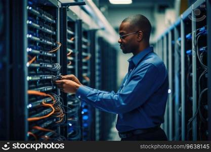 A server administrator in a data center