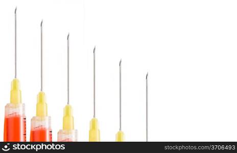 A set of colorful syringes with various medications.. Syringes