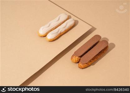 A set of delicious glazed donuts in a variety of flavors, arranged on a cardboard paper in an inviting display. Set of delicious glazed donuts in a variety of flavors, arranged on a cardboard paper in an inviting display