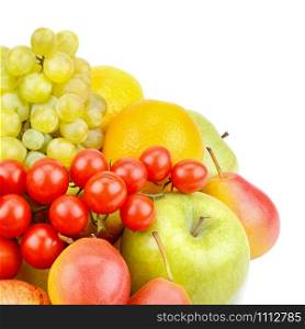 A set of fruits and vegetables isolated on white background.